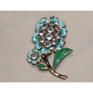 Massive Reja Dujay Rhinestone Flower Brooch Vintage Pin